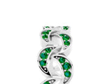 White gold Pavé Round Emerald Interlocking Eternity Band with Bezel Prong Setting_11