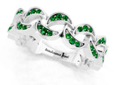 White gold Pavé Round Emerald Interlocking Eternity Band with Bezel Prong Setting_7