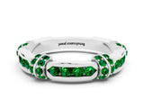 White gold Pavé Round Emerald Link Band with Bezel Setting_18