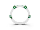 White gold Pavé Round Emerald Link Band with Bezel Setting_21
