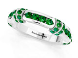 White gold Pavé Round Emerald Link Band with Bezel Setting_31