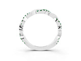 White gold Pavé Round Emerald Twist Eternity Band with Shared Prong Setting_33