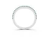 White gold Pavé Round Emerald V-Shaped Chevron Band with Shared Prong Setting_9