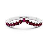 White gold Pavé Round Garnet Chevron Band with Shared Prong Setting_6