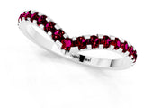 White gold Pavé Round Garnet Chevron Band with Shared Prong Setting_7
