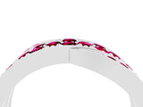 White gold Pavé Round Garnet Crossover Band with Bead Prong Setting_10