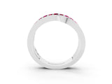 White gold Pavé Round Garnet Crossover Band with Bead Prong Setting_9