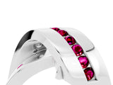White gold Pavé Round Garnet Crossover Band with Channel Setting_10