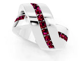 White gold Pavé Round Garnet Crossover Band with Channel Setting_7