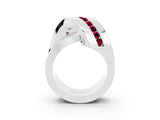 White gold Pavé Round Garnet Crossover Band with Channel Setting_9