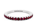 White gold Pavé Round Garnet Half Eternity Band with Shared Prong Setting_6