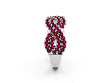 White gold Pavé Round Garnet Infinity Twist Band with Shared Prong Setting_12
