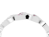 White gold Pavé Round Garnet Interlocking Eternity Band with Bezel Prong Setting_10