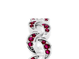 White gold Pavé Round Garnet Interlocking Eternity Band with Bezel Prong Setting_11
