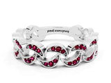 White gold Pavé Round Garnet Interlocking Eternity Band with Bezel Prong Setting_6