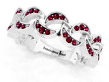 White gold Pavé Round Garnet Interlocking Eternity Band with Bezel Prong Setting_7