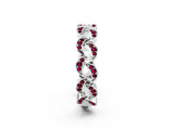 White gold Pavé Round Garnet Interlocking Eternity Band with Bezel Prong Setting_8