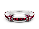 White gold Pavé Round Garnet Link Band with Bezel Setting_18