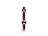 White gold Pavé Round Garnet Link Band with Bezel Setting_20