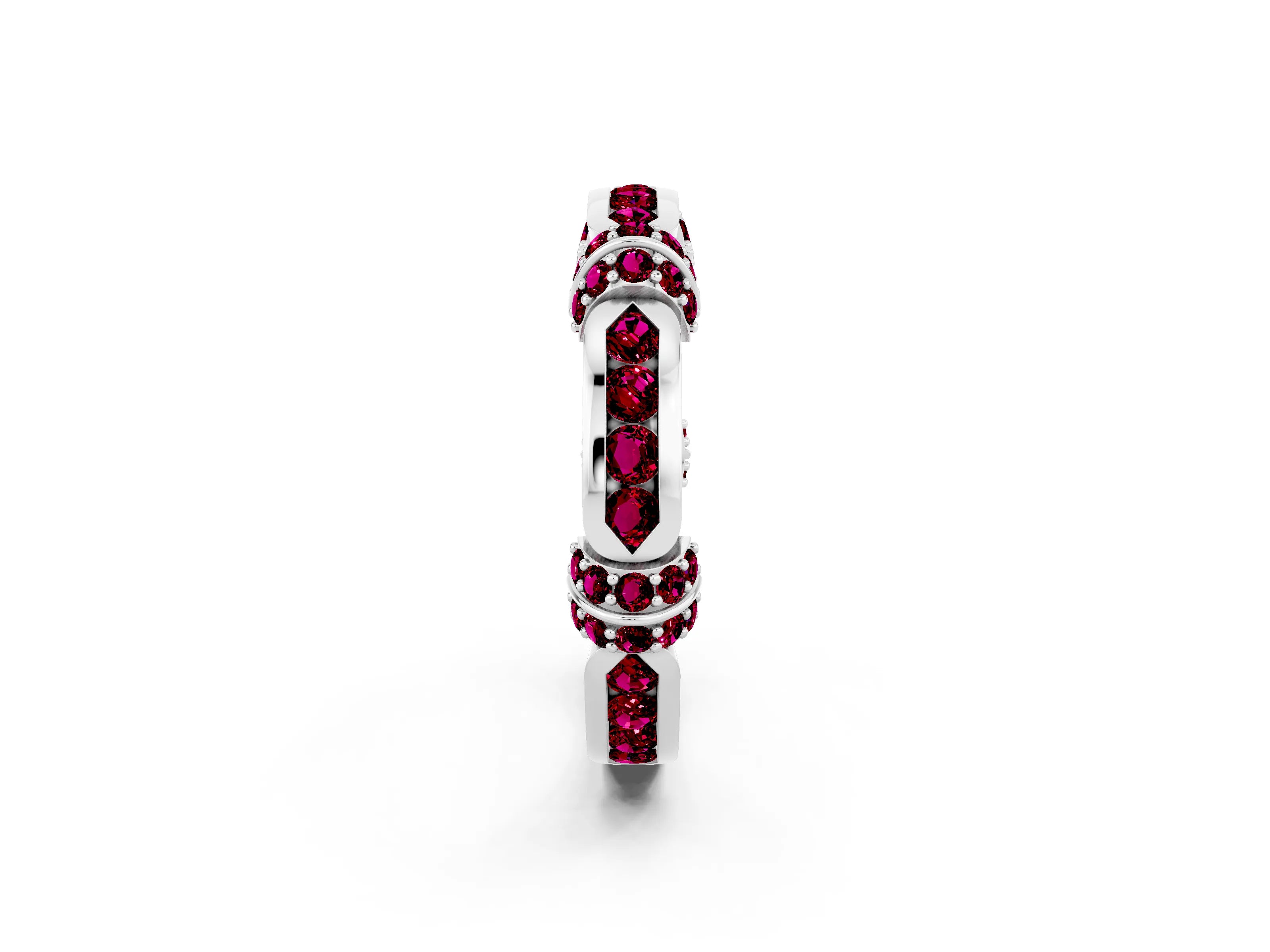 White gold Pavé Round Garnet Link Band with Bezel Setting_20