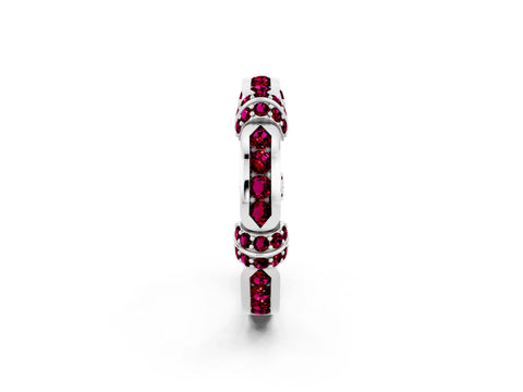 White gold Pavé Round Garnet Link Band with Bezel Setting_20