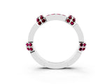 White gold Pavé Round Garnet Link Band with Bezel Setting_21