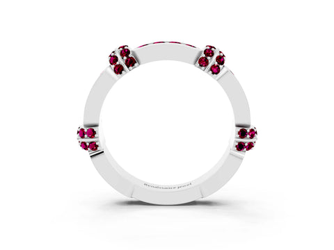 White gold Pavé Round Garnet Link Band with Bezel Setting_21