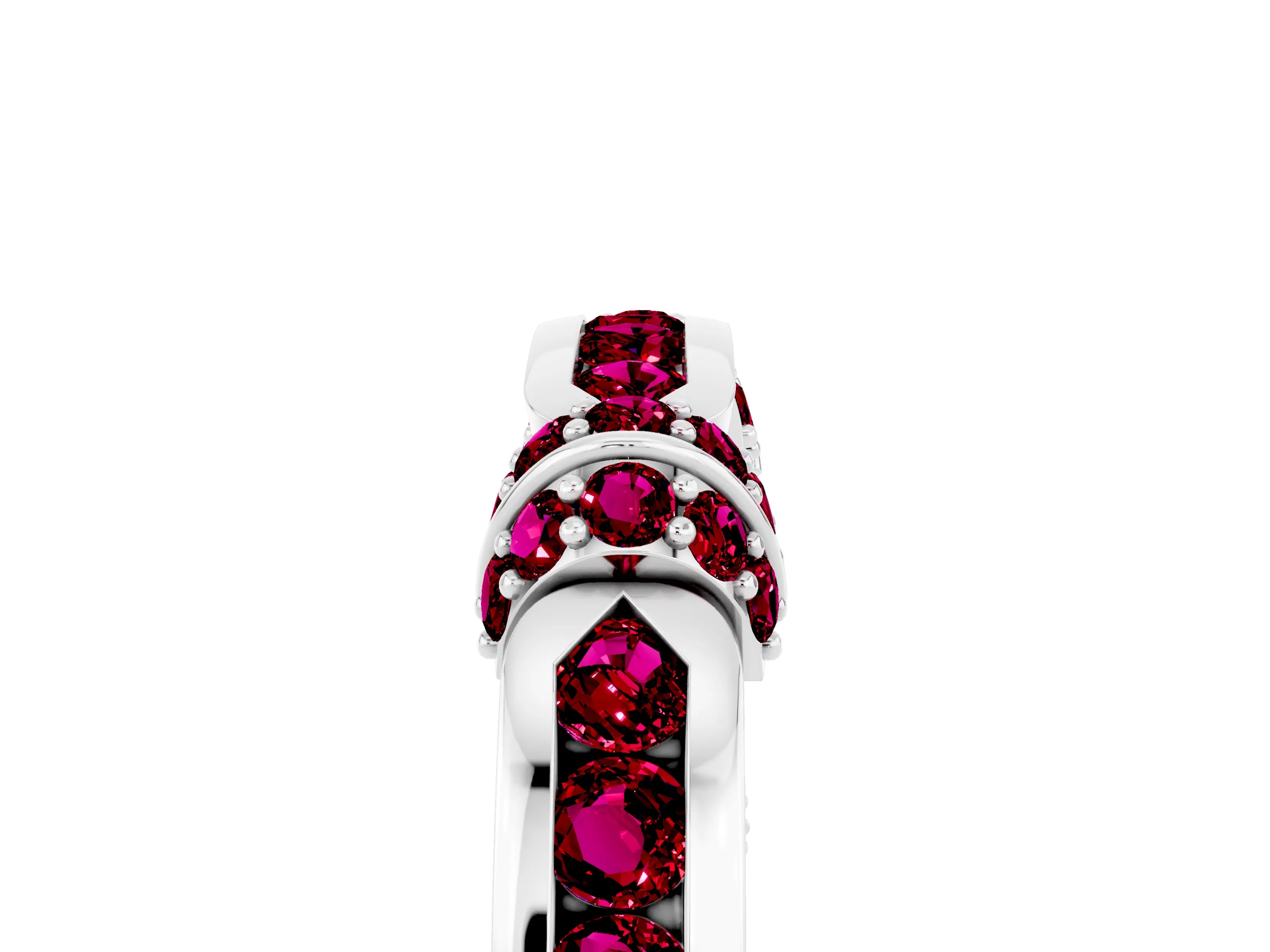 White gold Pavé Round Garnet Link Band with Bezel Setting_23