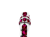 White gold Pavé Round Garnet Link Band with Bezel Setting_23