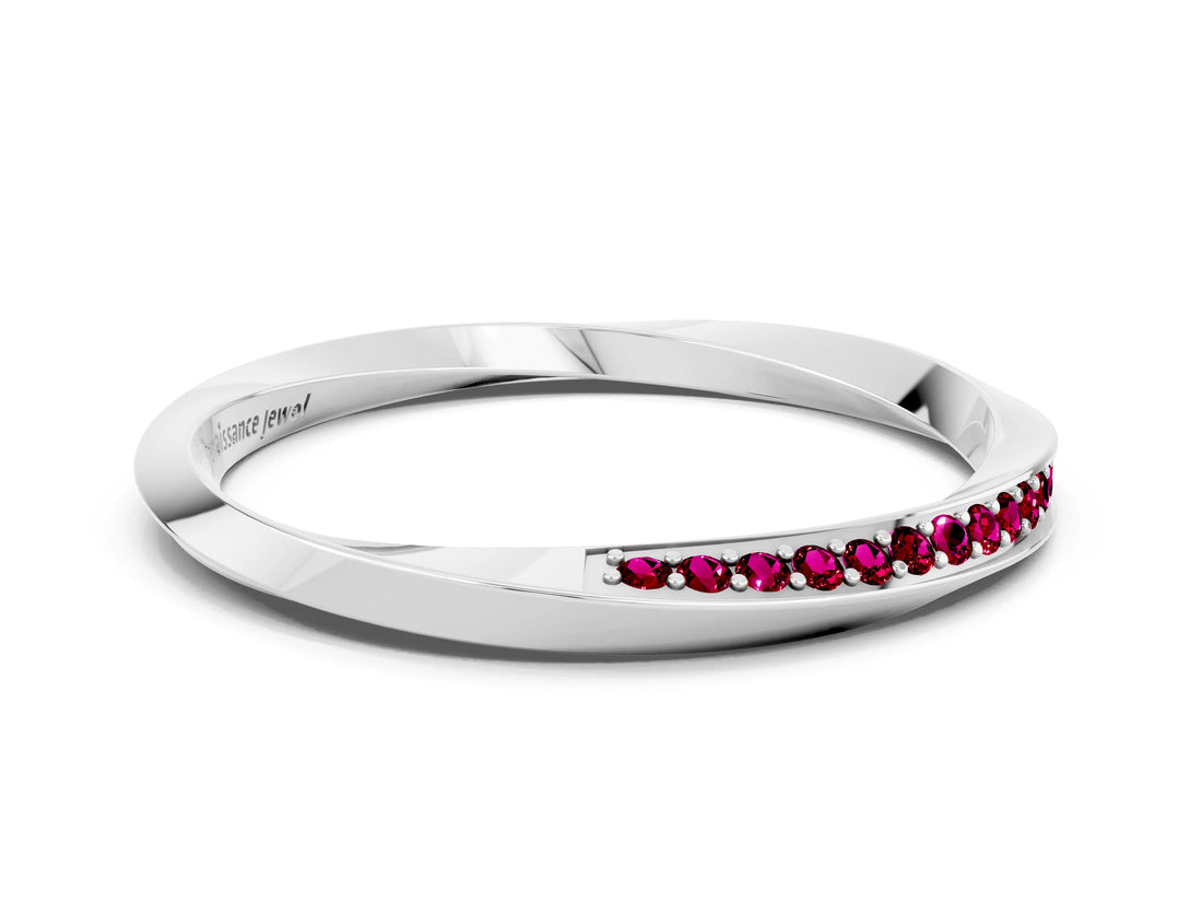 White gold Pavé Round Garnet Twist Band_6