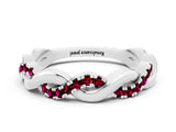 White gold Pavé Round Garnet Twist Eternity Band with Shared Prong Setting_30