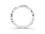 White gold Pavé Round Garnet Twist Eternity Band with Shared Prong Setting_45