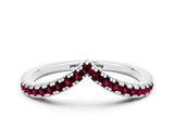 White gold Pavé Round Garnet V-Shaped Chevron Band with Shared Prong Setting_6