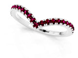 White gold Pavé Round Garnet V-Shaped Chevron Band with Shared Prong Setting_7
