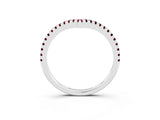White gold Pavé Round Garnet V-Shaped Chevron Band with Shared Prong Setting_9