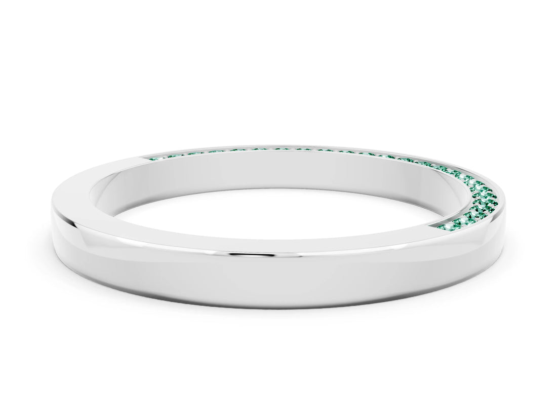 White gold Pavé Round Green Sapphire Channel Set Band_18