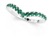 White gold Pavé Round Green Sapphire Chevron Band with Shared Prong Setting_7