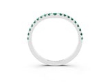 White gold Pavé Round Green Sapphire Chevron Band with Shared Prong Setting_9