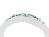 White gold Pavé Round Green Sapphire Crossover Band with Bead Prong Setting_10