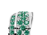 White gold Pavé Round Green Sapphire Crossover Band with Bead Prong Setting_11