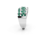 White gold Pavé Round Green Sapphire Crossover Band with Bead Prong Setting_8