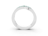 White gold Pavé Round Green Sapphire Crossover Band with Bead Prong Setting_9