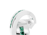 White gold Pavé Round Green Sapphire Crossover Band with Channel Setting_11