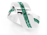White gold Pavé Round Green Sapphire Crossover Band with Channel Setting_7