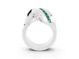 White gold Pavé Round Green Sapphire Crossover Band with Channel Setting_9