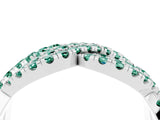 White gold Pavé Round Green Sapphire Infinity Twist Band with Shared Prong Setting_10