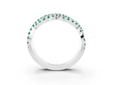 White gold Pavé Round Green Sapphire Infinity Twist Band with Shared Prong Setting_15