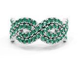White gold Pavé Round Green Sapphire Infinity Twist Band with Shared Prong Setting_6