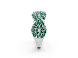 White gold Pavé Round Green Sapphire Infinity Twist Band with Shared Prong Setting_8