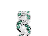 White gold Pavé Round Green Sapphire Interlocking Eternity Band with Bezel Prong Setting_11